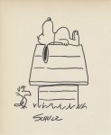 Lot #580: CHARLES SCHULZ - Snoopy and Woodstock - Marker drawing on paper