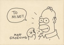 Lot #3117: MATT GROENING - The Simpsons: Homer Eating a Doughnut - Black marker drawing on paper