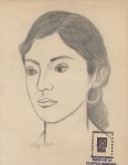 Lot #1303: OLGA COSTA - Retrato de una mujer joven - Pencil drawing on paper