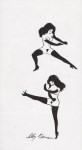 Lot #187: LEROY NEIMAN - Femlin Practicing Karate - Ink drawing on paper