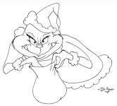 Lot #623: THEODOR SEUSS GEISEL [DR. SEUSS] - The Grinch Reaches for a Present - Ink drawing on paper