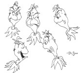 Lot #1405: THEODOR SEUSS GEISEL [DR. SEUSS] - The Many Faces of the Grinch - Ink drawing on paper
