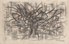 Lot #1542: PIET MONDRIAN - Étude pour un arbre - Original charcoal and conte crayon drawing on paper